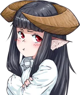😒 アニメ, 女の子, 角, 可愛い, キャラクター, イラスト, モンスター娘 telegram sticker