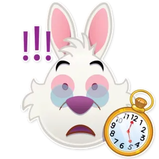😲 White Rabbit Alice in Wonderland lapin, dessin animé, disney, temps, horloge, alarme, mignon telegram sticker