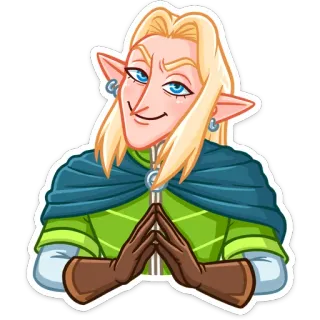 😈 Elf, Fantasy, Charakter, Blonde Haare, Ohrringe telegram sticker