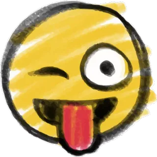 😜 emoji, smiley, occhiolino, lingua, giallo, divertente, cartone animato telegram sticker