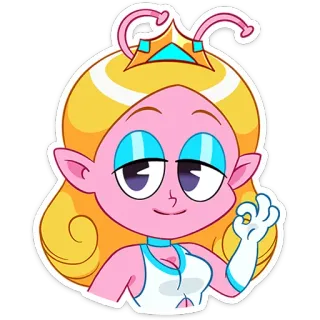 👌 princesa, alien, dibujos animados, rosa, personaje telegram sticker