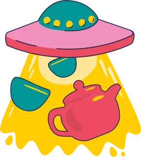 🛸 OVNI, théière, tasse, extraterrestre, vaisseau spatial, goûter telegram sticker
