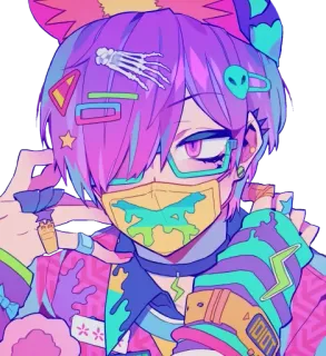 🤨 IDIOT Anime, Cartoon, Figur, Sticker, Leuchtend, Farbenfroh, Maske whatsapp sticker