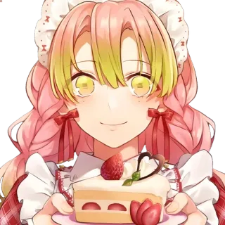 👾 Mitsuri Kanroji Demon Slayer anime, fofo, kawaii, sobremesa, bolo, Mitsuri Kanroji telegram sticker