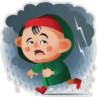 ⛈ 비, 폭풍, 슬픔, 아이, 번개 whatsapp sticker