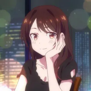 🎭 Anime, Cô gái, Nhân vật, Cười, Chân dung telegram sticker
