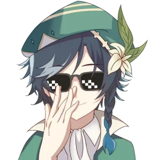😎 Venti Genshin Impact Anime, Personaje, Genshin Impact, Venti, Gafas de sol, Deal with it, Gafas pixeladas telegram sticker