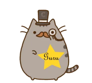 🌝 Guru gato, gurú, estrella, sombrero de copa, monóculo, elegante whatsapp sticker