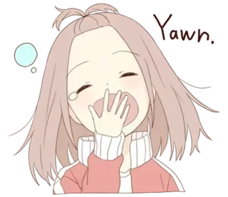 😪 Yawn. Gähnen, Schläfrig, Müde, Anime, Cartoon whatsapp sticker