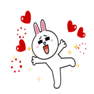 ❤ заяц, кролик, сердечки, звезды, радость, праздник whatsapp sticker
