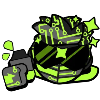 ⭐ groen, printplaat, bril, robot, gloeiend, tech, sterren telegram sticker