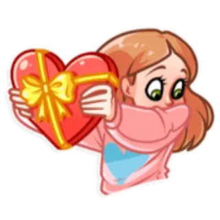 💝 Liebe, Herz, Geschenk, Valentinstag, Mädchen, Cartoon telegram sticker
