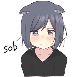 😢 sob llorando, triste, anime, chica, lágrimas whatsapp sticker