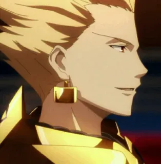 ✨ Gilgamesh Fate/stay night anime, złoty, arogancki, król, profil boczny telegram sticker