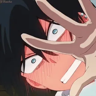 😳 anime, avergonzado, dibujos animados, personaje, sorprendido whatsapp sticker
