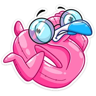 🤓 cartoon, funny, pink, flamingo, bird, cute, animal whatsapp sticker