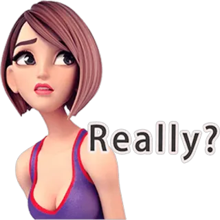 😕 Really? мультфильм, женщина, сомнение, выражение, вопрос, сарказм, правда telegram sticker