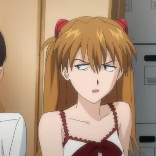 🥢 Asuka Evangelion anime, girl, character, expression, Asuka Langley Soryu, Evangelion telegram sticker