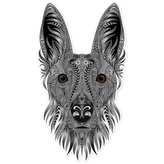 😍 dog, animal, pet, sticker, ornate, patterned, drawing, german shepherd telegram sticker