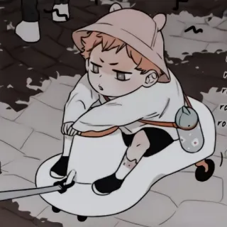 🥯 dziecko, zabawka, hulajnoga, rysunek, kreskówka, słodki, dzieciak telegram sticker