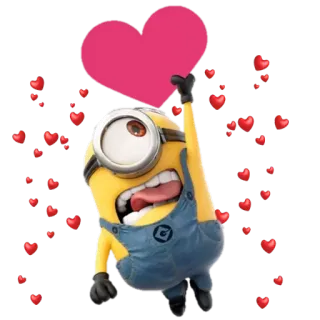 💝 Minion cartoon, yellow, hearts, love, funny telegram sticker