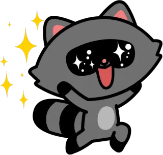 😂 raccoon, cute, cartoon, sparkles, animal, happy, kawaii telegram sticker