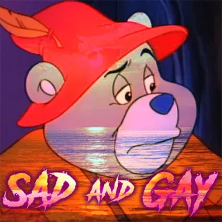 😒 SAD AND GAY 悲しい, ゲイ, 漫画, クマ, グミベア telegram sticker