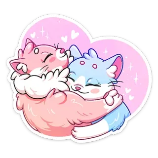🤗 кошки, объятия, милые, животные, любовь, дружба whatsapp sticker
