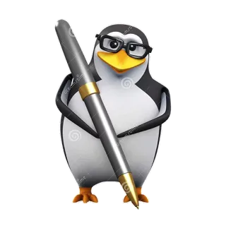 🖊 chim cánh cụt, kính, bút, động vật, hoạt hình telegram sticker