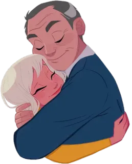 👨‍👧 объятие, любовь, отец, дочь, мультфильм, семья telegram sticker