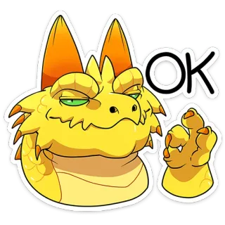 👌 OK smok, ok, kciuk w górę, naklejka, potwór, fantazja telegram sticker