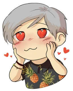 😍 chibi, dessin animé, yeux en coeur, amour, kawaii, mignon telegram sticker