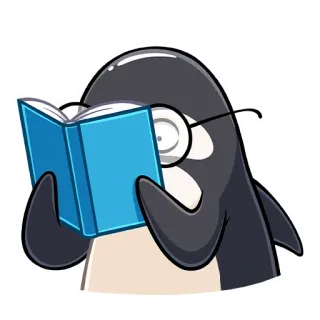📚 범고래, 고래, 독서, 안경, 책, 동물, 만화 telegram sticker