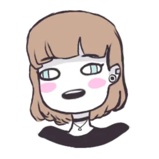 😳 cartoon, portrait, girl, sketch, illustration, cute telegram sticker