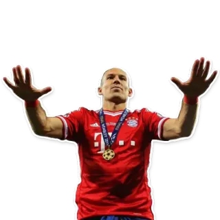 🔇 Arjen Robben soccer, football, player, medal, celebration, sport telegram sticker