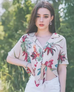 ⭐ mujer, tropical, floral, retrato, moda, estilo telegram sticker