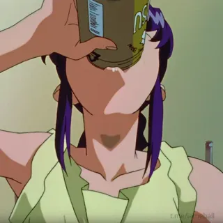 🍻 Misato Katsuragi Neon Genesis Evangelion Anime, Bebiendo, Bebida, Mujer, Personaje, Programa de TV telegram sticker