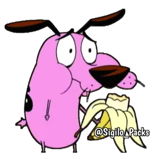😐 Courage Courage the Cowardly Dog @Sigilo_Packs Смелость, Собака, Мультфильм, Банан, Смешно, Кураж трусливый пёс telegram sticker