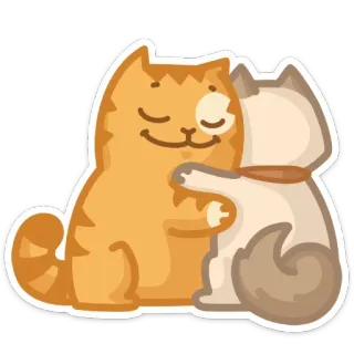 💑 кошка, собака, объятие, дружба, животное, милый, питомец whatsapp sticker