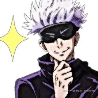 😎 Satoru Gojo Jujutsu Kaisen @animestickerchannel anime, gojo, jujutsu kaisen, manga, autocollant telegram sticker