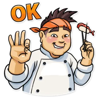 👌 OK chef, sushi, ok, comida, japonés telegram sticker