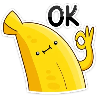 👌 OK Banane, OK-Zeichen, Cartoon, Obst, Zustimmung telegram sticker