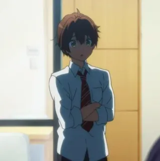 😯 Anime, Garçon, Uniforme, École, Cravate telegram sticker