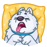 😴 강아지, 자는, 베개, 피곤한, 만화, 동물 whatsapp sticker