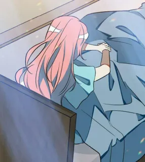 😔 sleep, bed, bedroom, girl, person, blanket telegram sticker
