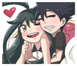 😍 anime, couple, love, cartoon, heart, hug telegram sticker