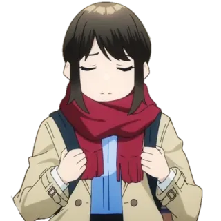 😍 Аниме, Девушка, Шарф, Зима, Милый telegram sticker