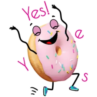 ☺️ Yes! Yes! donut, dancing, food, dessert, happy, cute telegram sticker