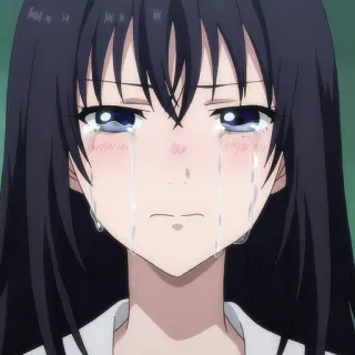 🙂 anime, huilen, verdrietig, meisje, emotioneel, tranen whatsapp sticker