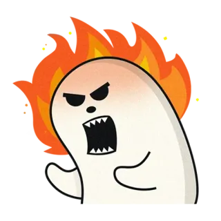 😤 rabbia, cartone animato, fantasma, emozione, fuoco whatsapp sticker
